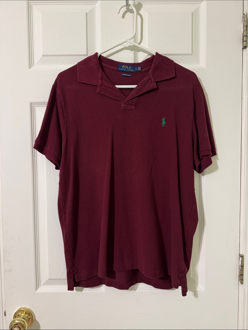 Polo by Ralph Lauren Men's Maroon Polo with Green Pony
